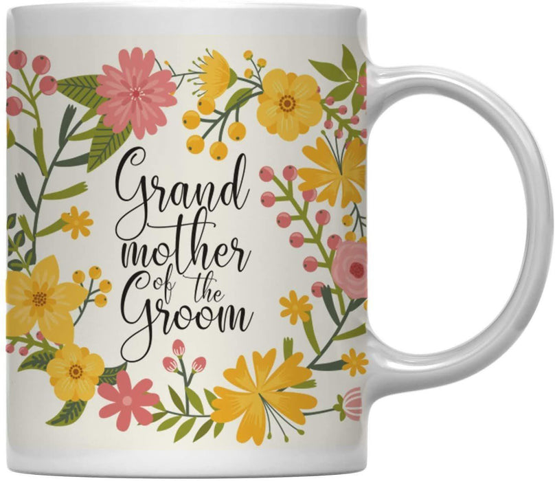 Floral Flowers Wedding Party Ceramic Coffee Mug-Set of 1-Andaz Press-Grandmother of the Groom-