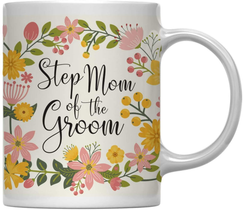 Floral Flowers Wedding Party Ceramic Coffee Mug-Set of 1-Andaz Press-Step Mom of the Groom-