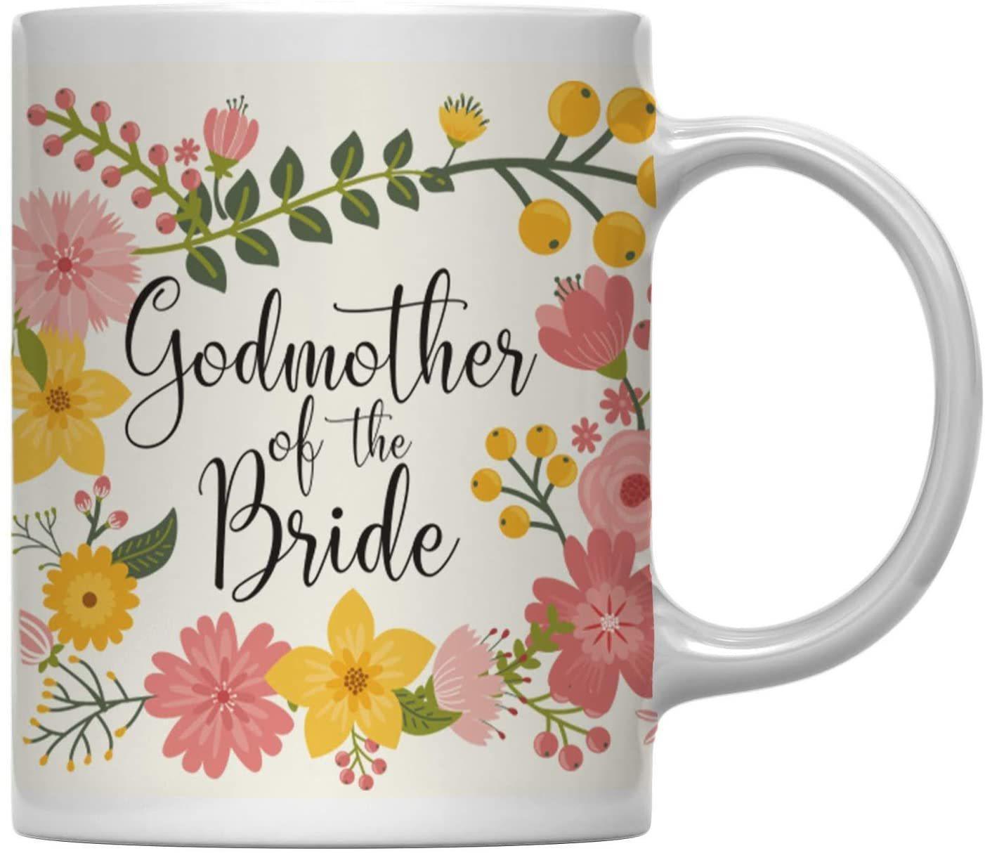 Floral Flowers Wedding Party Ceramic Coffee Mug-Set of 1-Andaz Press-Bride-