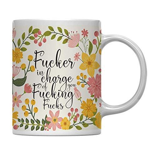 Floral Flowers with Funny Rude Quote Ceramic Coffee Mug-Set of 1-Andaz Press-Do Epic Shit-