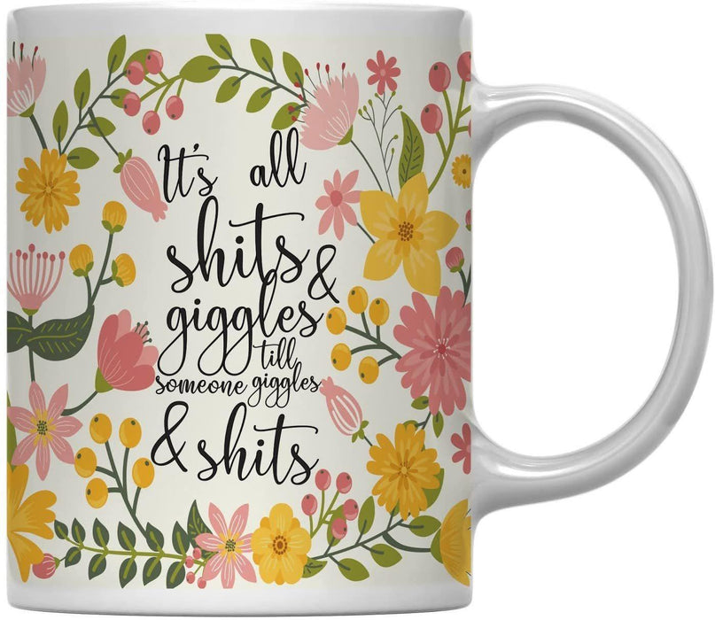 Floral Flowers with Funny Rude Quote Ceramic Coffee Mug-Set of 1-Andaz Press-Do Epic Shit-
