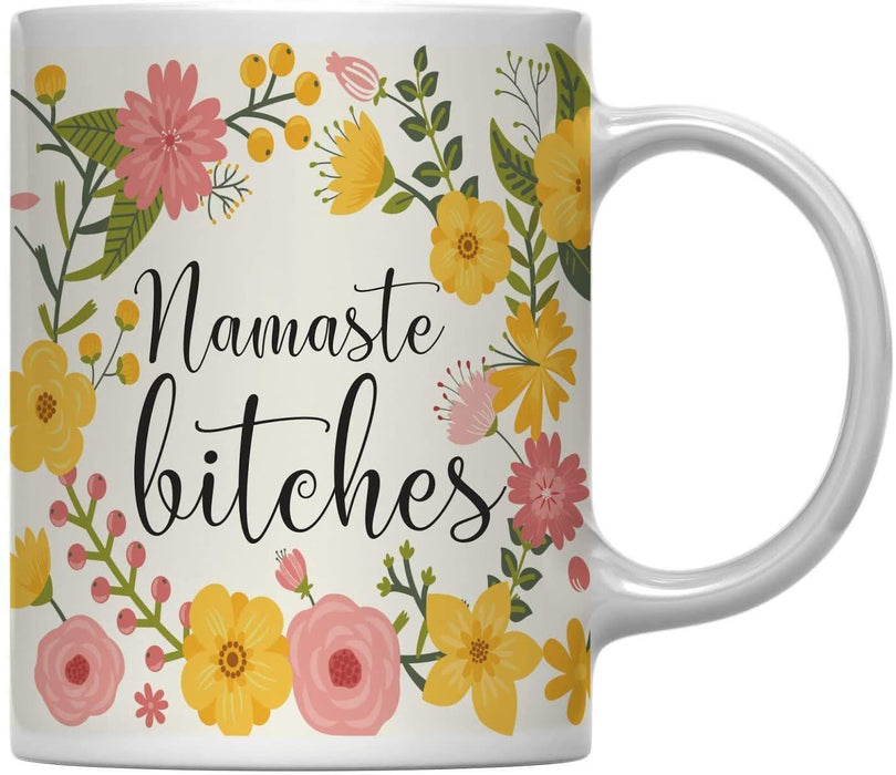 Floral Flowers with Funny Rude Quote Ceramic Coffee Mug-Set of 1-Andaz Press-Do Epic Shit-