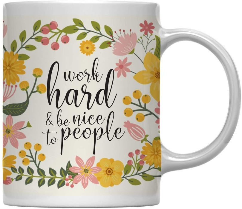Floral Flowers with Inspirational Quote Ceramic Coffee Mug-Set of 1-Andaz Press-Do All The Good That You Can-