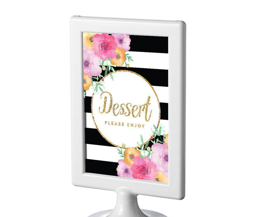 Floral Gold Glitter Wedding Framed Party Signs-Set of 1-Andaz Press-Mr. & Mrs.-