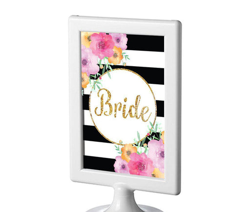 Floral Gold Glitter Wedding Framed Party Signs-Set of 1-Andaz Press-Bride-