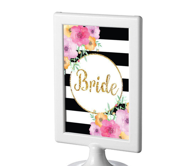 Floral Gold Glitter Wedding Framed Party Signs-Set of 1-Andaz Press-Bride-
