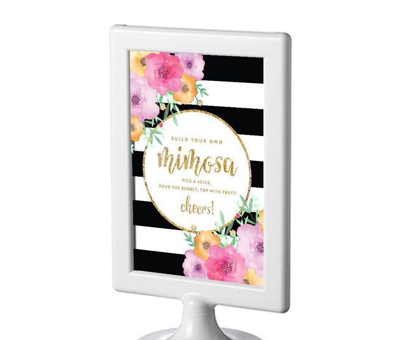 Floral Gold Glitter Wedding Framed Party Signs-Set of 1-Andaz Press-Mimosa Bar-