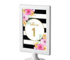 Floral Gold Glitter Wedding Framed Table Numbers-Set of 8-Andaz Press-1-8-