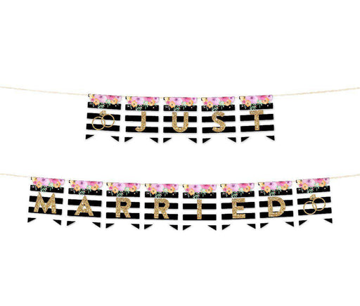Floral Gold Glitter Wedding Hanging Pennant Party Banner with String-Set of 1-Andaz Press-Bride To Be-