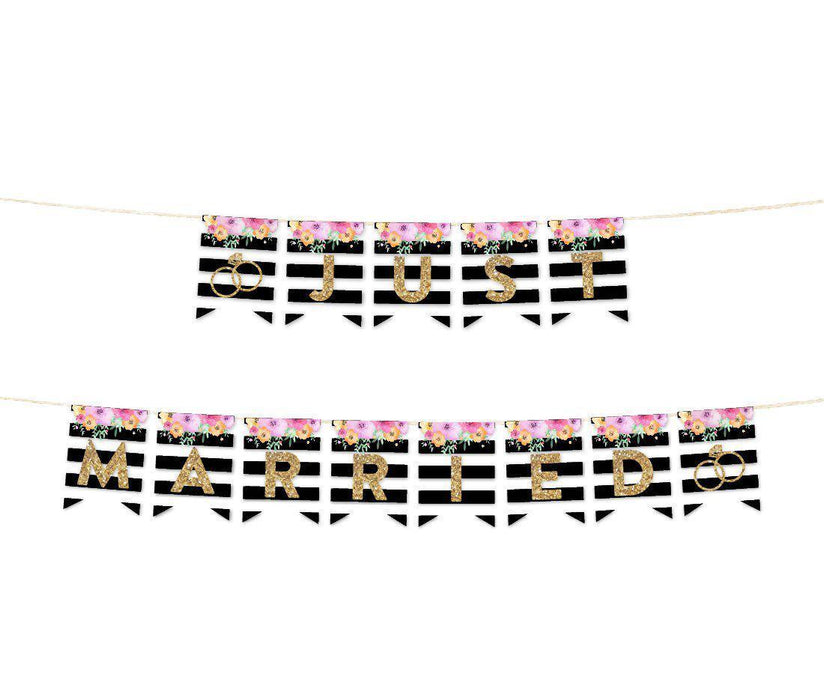 Floral Gold Glitter Wedding Hanging Pennant Party Banner with String-Set of 1-Andaz Press-Bride To Be-