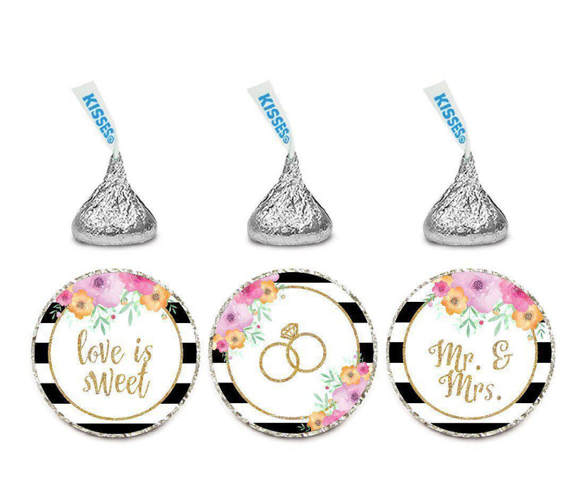 Floral Gold Glitter Wedding Hershey's Kiss Stickers-Set of 216-Andaz Press-