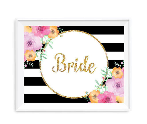 Floral Gold Glitter Wedding Party Signs-Set of 1-Andaz Press-Bride-