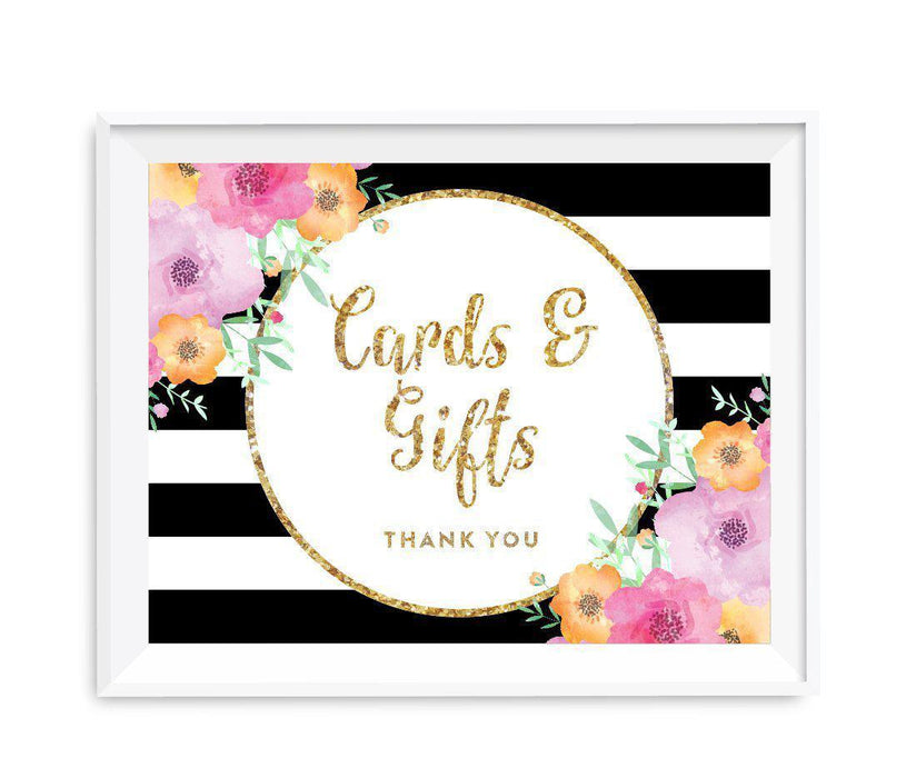 Floral Gold Glitter Wedding Party Signs-Set of 1-Andaz Press-Cards & Gifts Thank You-