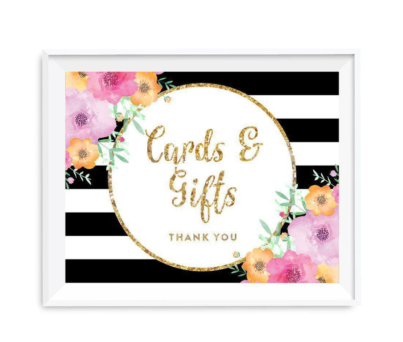 Floral Gold Glitter Wedding Party Signs-Set of 1-Andaz Press-Cards & Gifts Thank You-