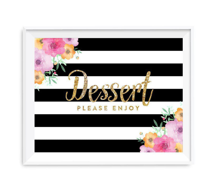 Floral Gold Glitter Wedding Party Signs-Set of 1-Andaz Press-Dessert Table-