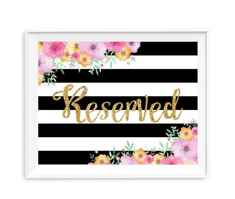Floral Gold Glitter Wedding Party Signs-Set of 1-Andaz Press-Reserved-