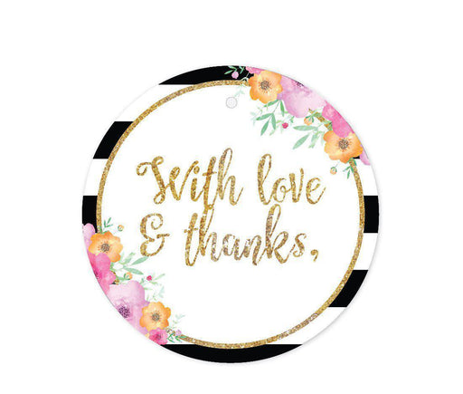 Floral Gold Glitter Wedding Round Circle Gift Tags-Set of 24-Andaz Press-Thank You For Celebrating With Us-