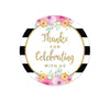 Floral Gold Glitter Wedding Round Circle Gift Tags-Set of 24-Andaz Press-Thank You For Celebrating With Us-