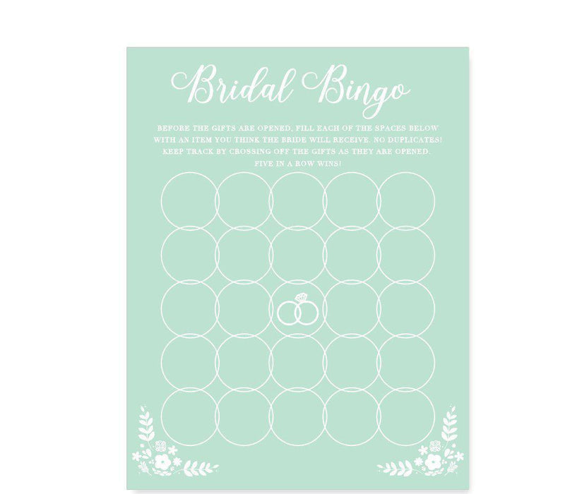 Floral Mint Green Wedding Bridal Shower Game Cards-Set of 20-Andaz Press-What's In Your Purse?-