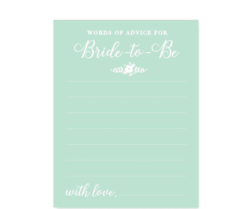 Floral Mint Green Wedding Bridal Shower Game Cards-Set of 20-Andaz Press-What's In Your Purse?-
