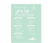 Floral Mint Green Wedding Bridal Shower Game Cards-Set of 20-Andaz Press-What's In Your Purse?-