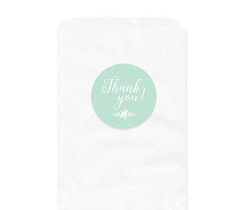 Floral Mint Green Wedding Favor Bag DIY Party Favors Kit, Thank You!-Set of 24-Andaz Press-