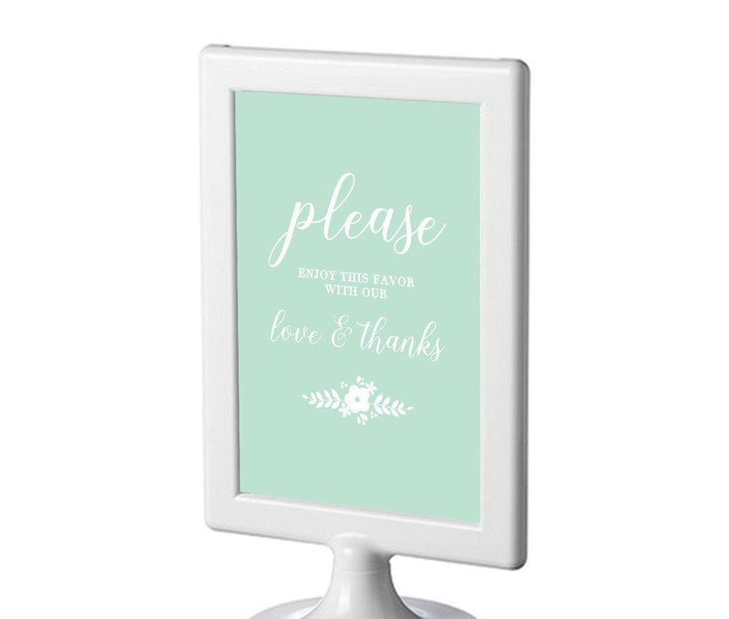 Floral Mint Green Wedding Framed Party Signs-Set of 1-Andaz Press-Mr. & Mrs.-