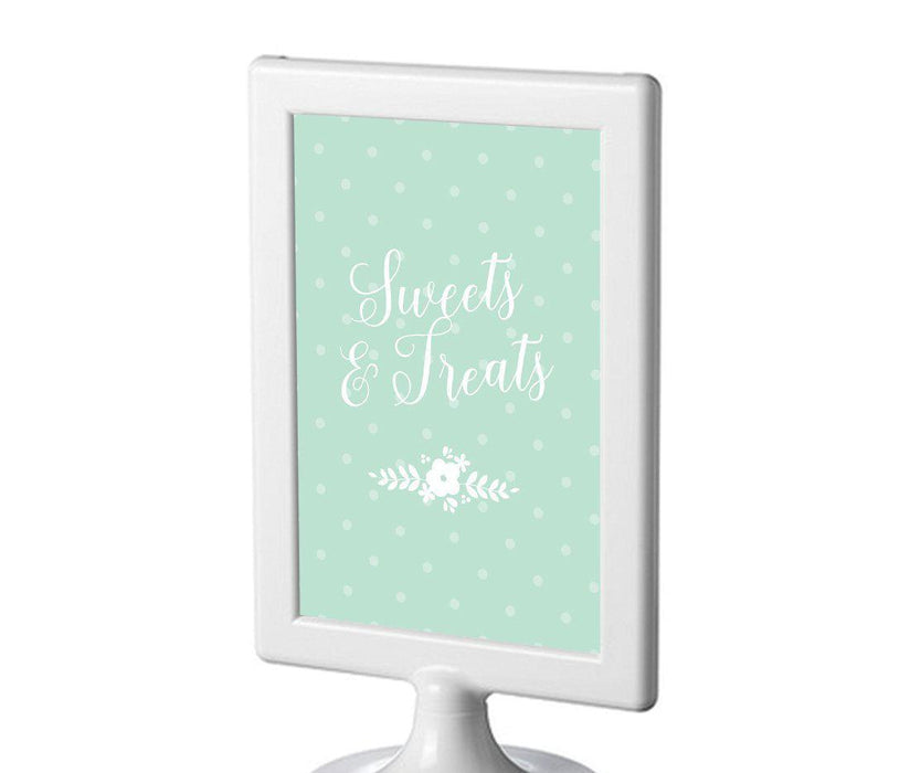 Floral Mint Green Wedding Framed Party Signs-Set of 1-Andaz Press-Mr. & Mrs.-