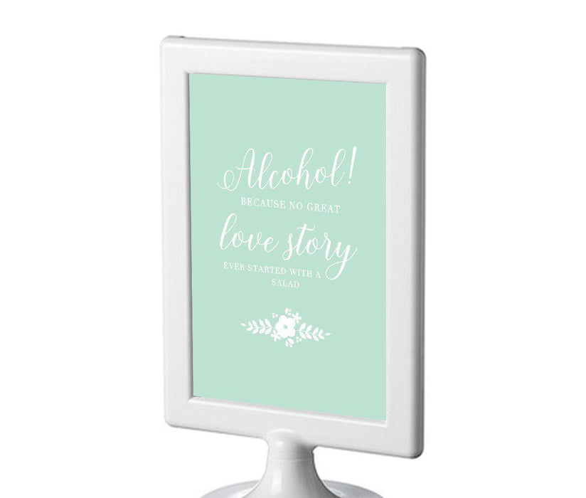 Floral Mint Green Wedding Framed Party Signs-Set of 1-Andaz Press-Mr. & Mrs.-