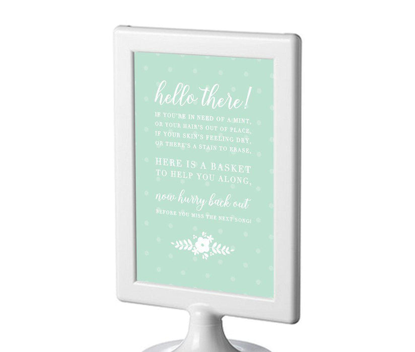 Floral Mint Green Wedding Framed Party Signs-Set of 1-Andaz Press-Mr. & Mrs.-