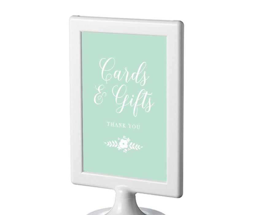 Floral Mint Green Wedding Framed Party Signs-Set of 1-Andaz Press-Mr. & Mrs.-