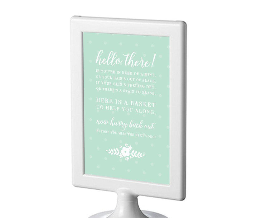 Floral Mint Green Wedding Framed Party Signs-Set of 1-Andaz Press-Bathroom Basket-