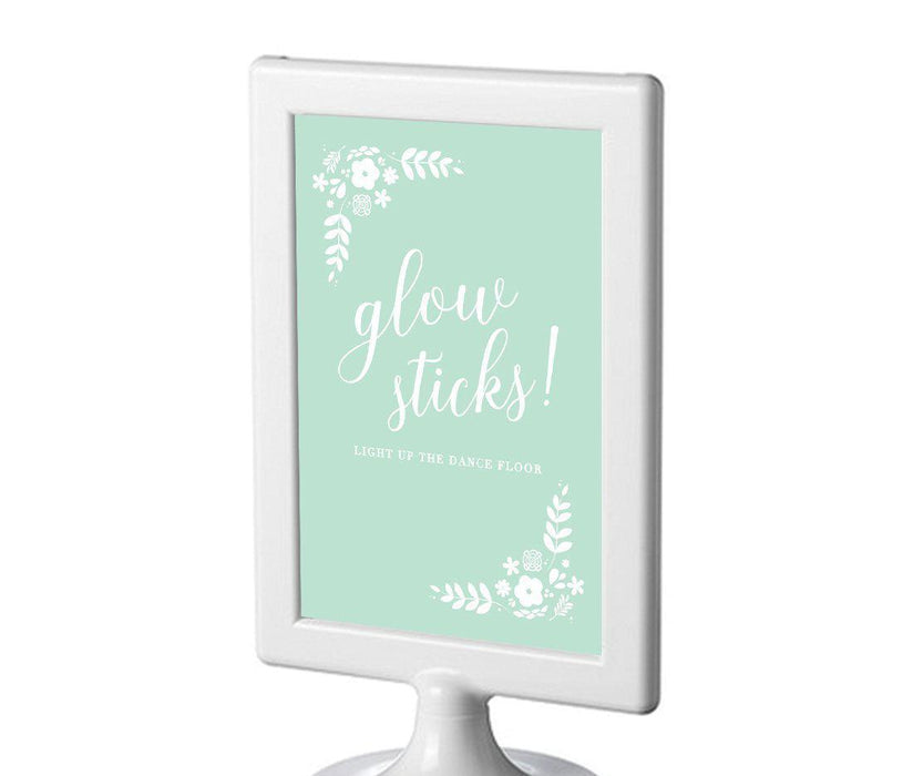 Floral Mint Green Wedding Framed Party Signs-Set of 1-Andaz Press-Glow Sticks, Light Up The Dance Floor-