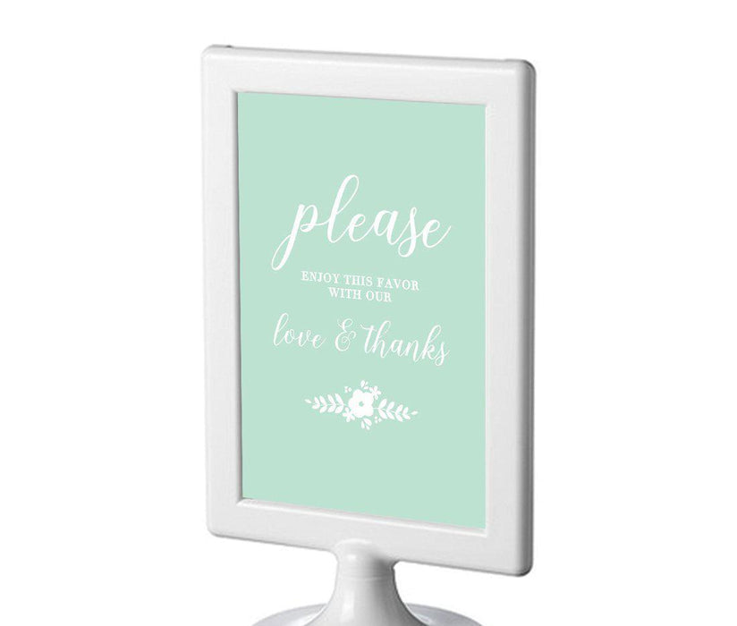 Floral Mint Green Wedding Framed Party Signs-Set of 1-Andaz Press-Please Enjoy Favor With Our Gratitude-