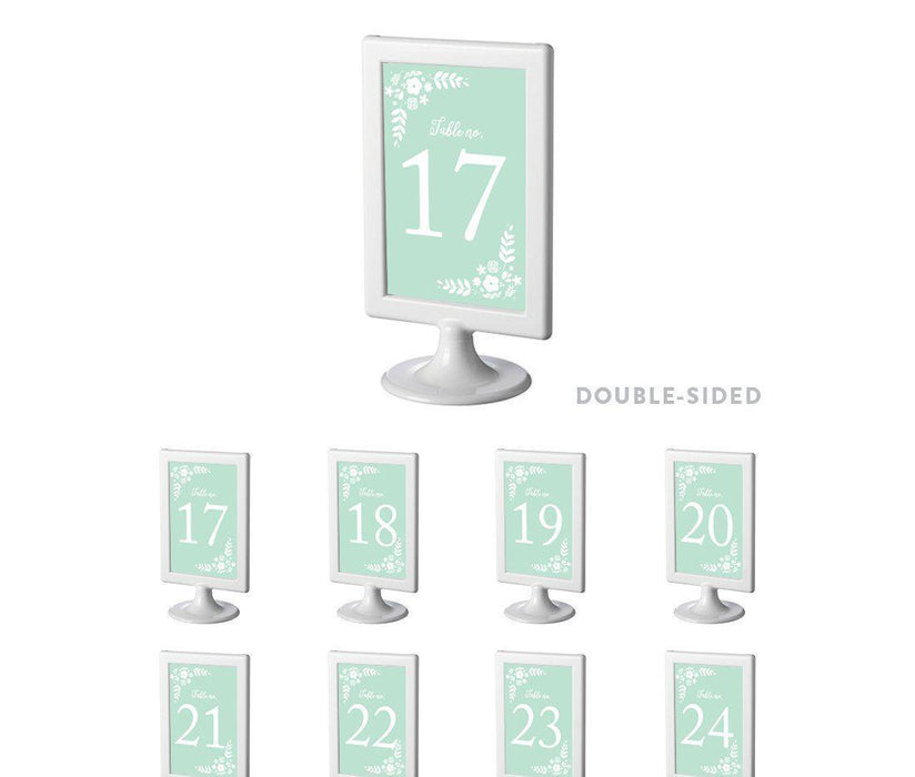 Floral Mint Green Wedding Framed Table Numbers-Set of 8-Andaz Press-1-8-