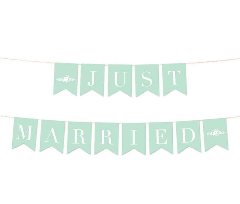 Floral Mint Green Wedding Hanging Pennant Party Banner with String-Set of 1-Andaz Press-Bride To Be-