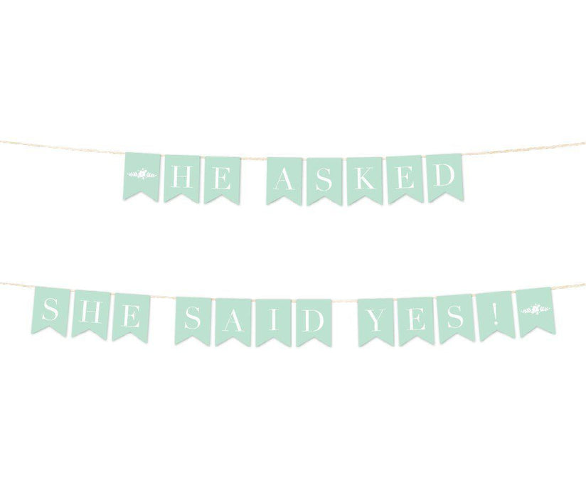 Floral Mint Green Wedding Hanging Pennant Party Banner with String-Set of 1-Andaz Press-Bride To Be-