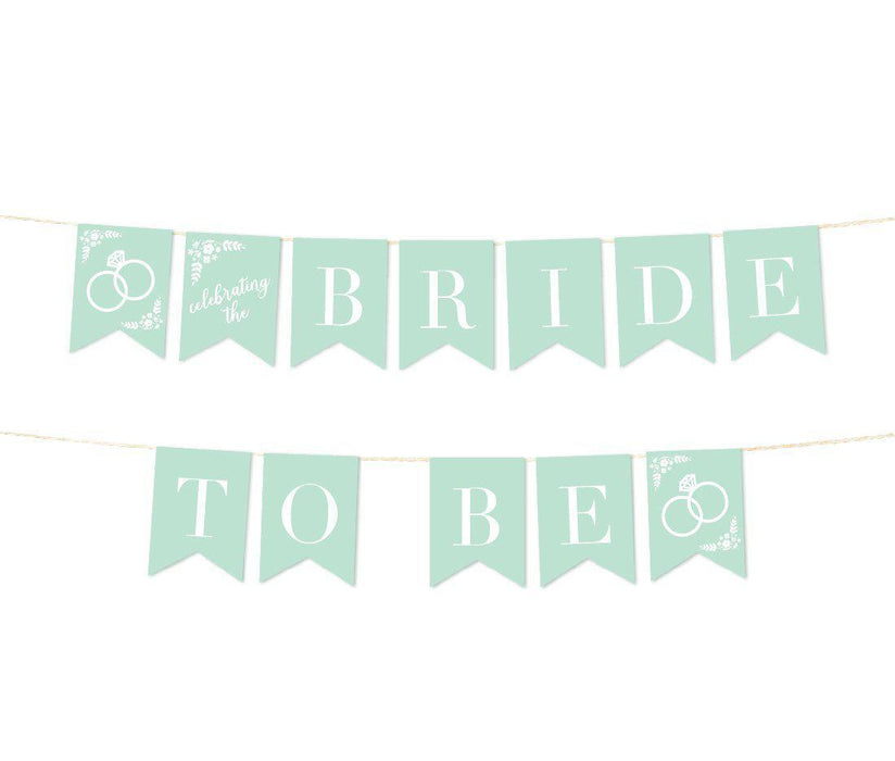 Floral Mint Green Wedding Hanging Pennant Party Banner with String-Set of 1-Andaz Press-Bride To Be-