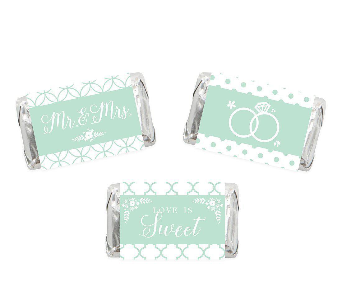 Floral Mint Green Wedding Hershey's Miniatures Mini Candy Bar Wrappers-Set of 36-Andaz Press-