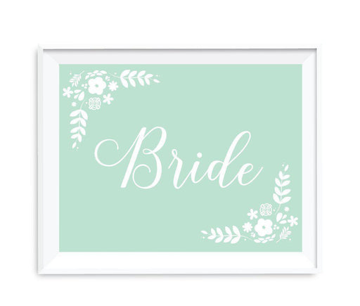 Floral Mint Green Wedding Party Signs-Set of 1-Andaz Press-Mr. & Mrs.-