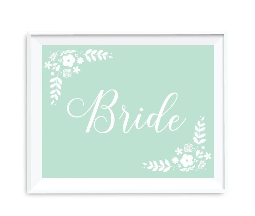 Floral Mint Green Wedding Party Signs-Set of 1-Andaz Press-Bride-