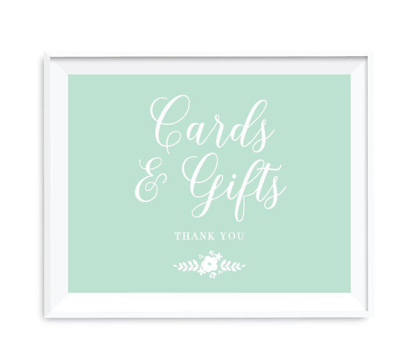 Floral Mint Green Wedding Party Signs-Set of 1-Andaz Press-Cards & Gifts Thank You-