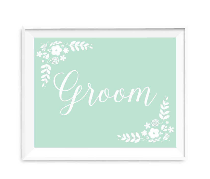 Floral Mint Green Wedding Party Signs-Set of 1-Andaz Press-Groom-