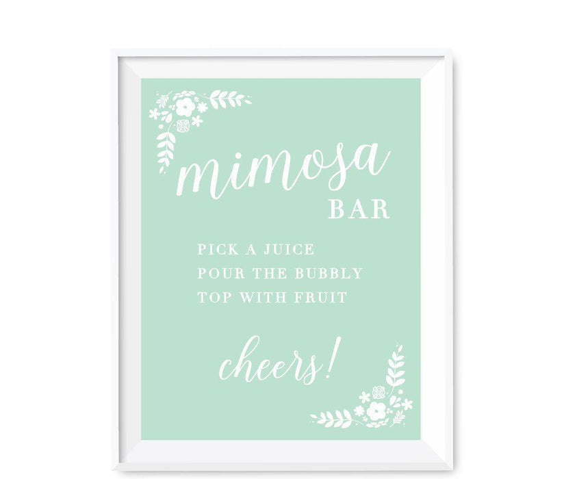 Floral Mint Green Wedding Party Signs-Set of 1-Andaz Press-Mimosa Bar-