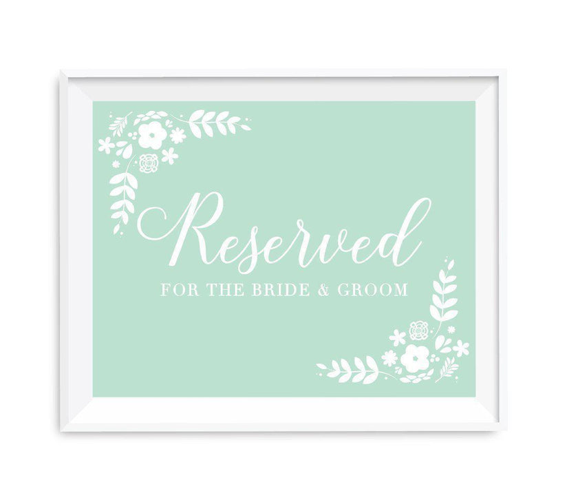 Floral Mint Green Wedding Party Signs-Set of 1-Andaz Press-Reserved For The Bride & Groom-