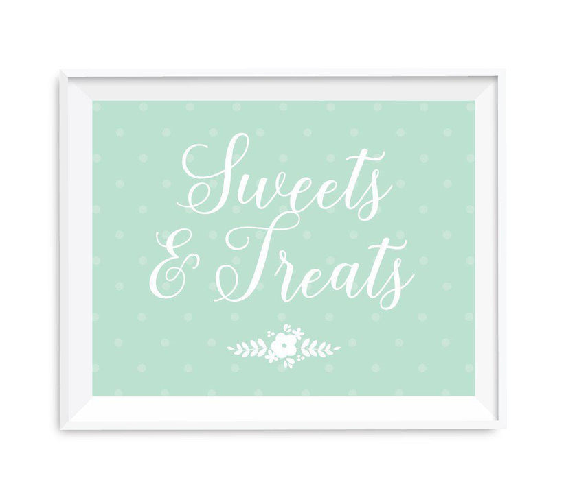Floral Mint Green Wedding Party Signs-Set of 1-Andaz Press-Sweets & Treats-