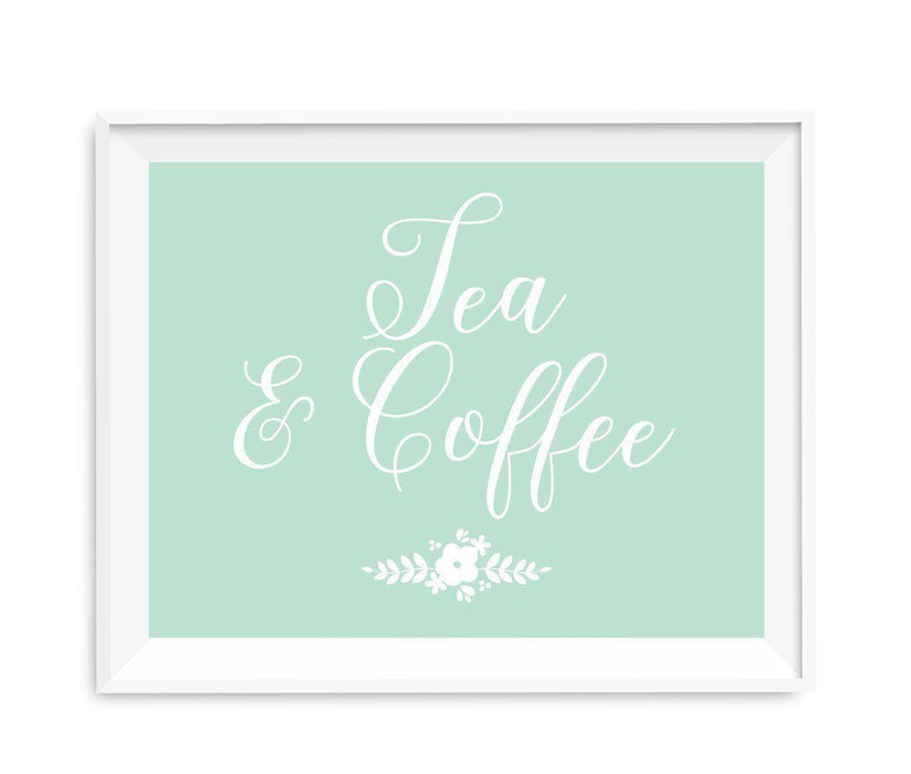 Floral Mint Green Wedding Party Signs-Set of 1-Andaz Press-Tea & Coffee-