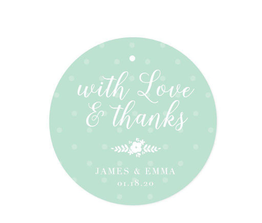 Floral Mint Green Wedding Round Circle Gift Tags-Set of 24-Andaz Press-Thank You For Celebrating With Us-