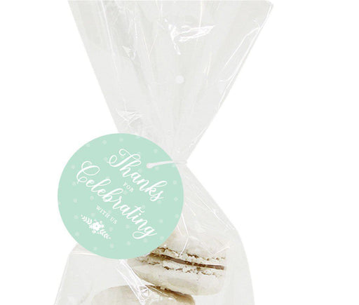 Floral Mint Green Wedding Round Circle Gift Tags-Set of 24-Andaz Press-Thank You For Celebrating With Us-