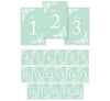 Floral Mint Green Wedding Table Numbers-Set of 20-Andaz Press-1-20-